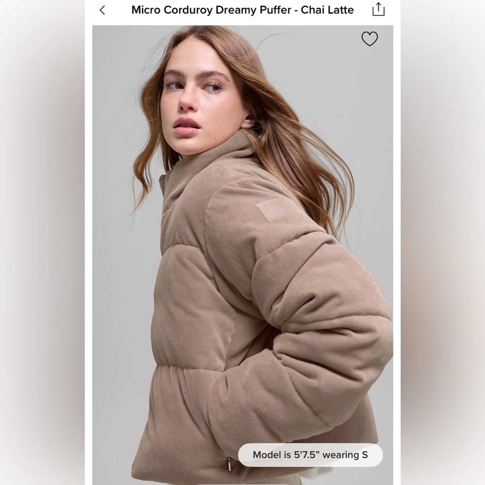 ALO***Micro Corduroy Dreamy Puffer Jacket - Tan**Med. $268 CURRENT